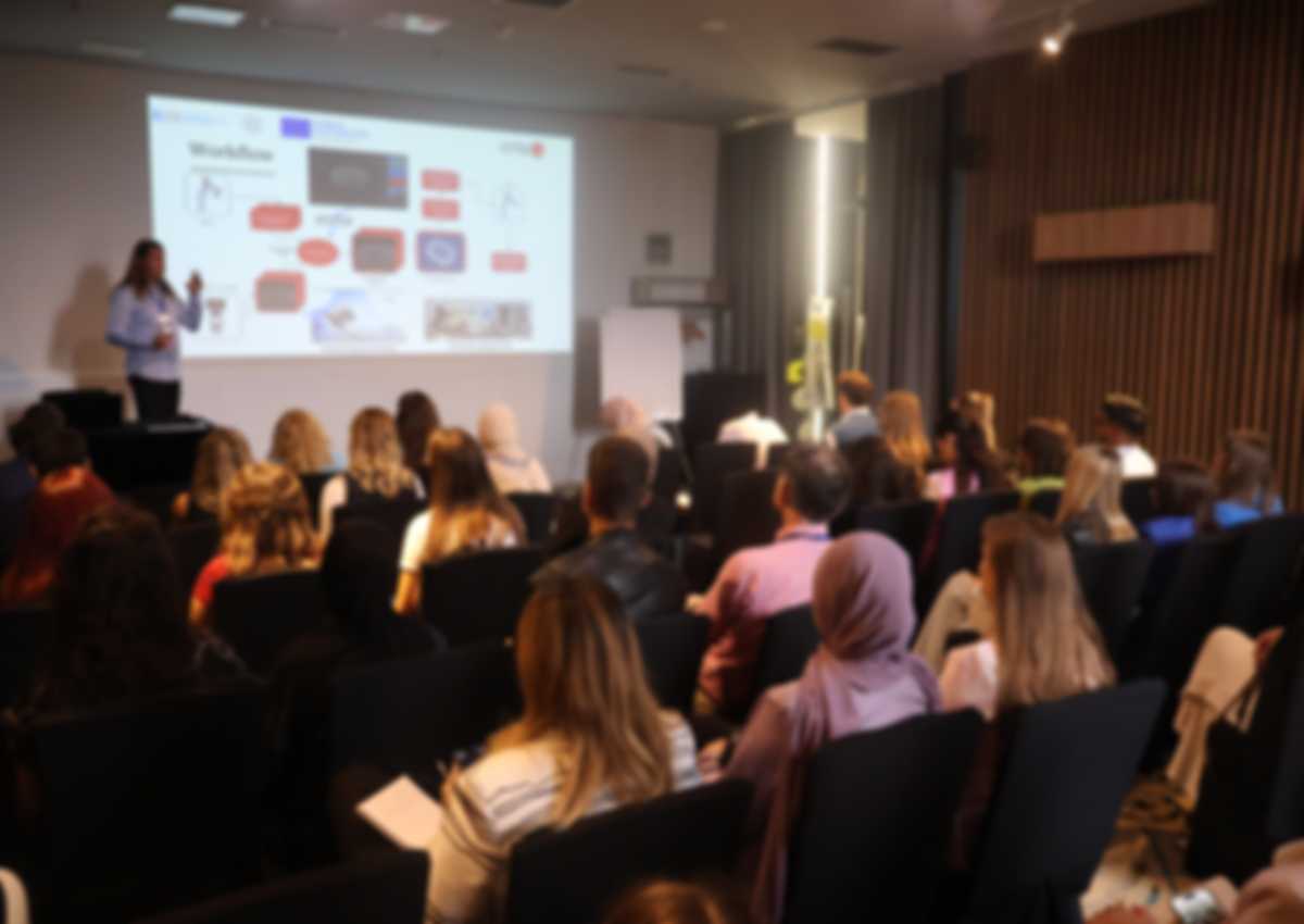 Researcher Matija presenting the project.